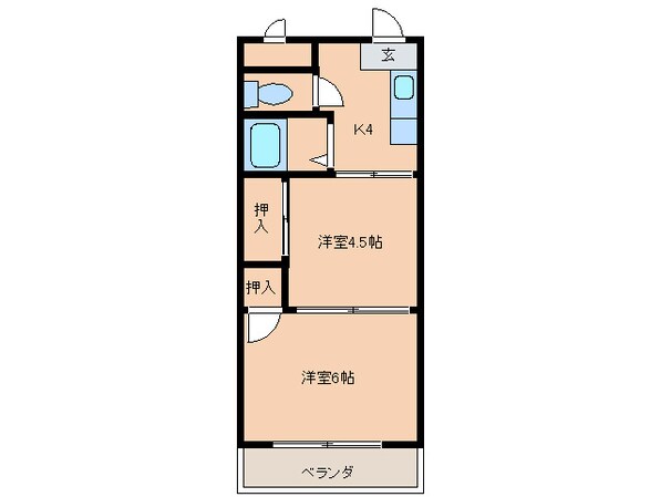 ウッドハウス２の物件間取画像